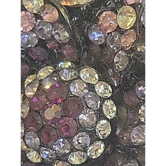 Purse Hanger w/ Triple Purples Flowers Floral Rhinestones Table Swivel - Picture 7 of 8